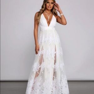 Morgan Formal Flocked Velvet Dress